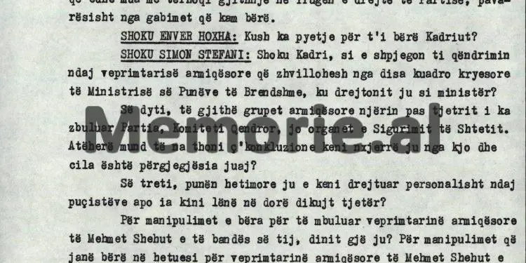 “Kadri, mos na thuaj avash, s’ka avash këtu, po na trego; a ka pasur punë armiqësore në Ministrinë e Brendshme, nëse po, pse s’i ke…”?! / Mbledhja e panjohur e Byrosë, 8 tetor ‘82