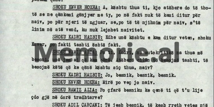 “Kadri, mos na thuaj avash, s’ka avash këtu, po na trego; a ka pasur punë armiqësore në Ministrinë e Brendshme, nëse po, pse s’i ke…”?! / Mbledhja e panjohur e Byrosë, 8 tetor ‘82