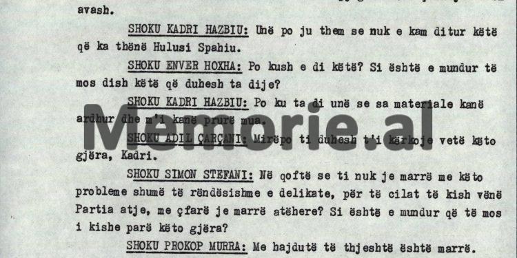 “Kadri, s’të bëri përshtypje, se në proces-verbalin e hetuesisë për Hulusi Spahinë, thuhet se ai kish vajtur te Beqiri për…”/ Mbledhja e panjohur e Byrosë Politike, 8 tetor ‘82