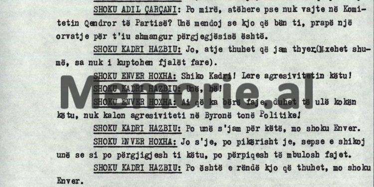 “Kadri, s’e propozova unë Feçorin për ministër, se s’e kam dashur kurrë,  sepse më jepte përshtypjen e një djalke, prandaj e kam thirrur në zyrë dhe…”/ Debatet e Enverit në Byro, 8 tetor ‘82