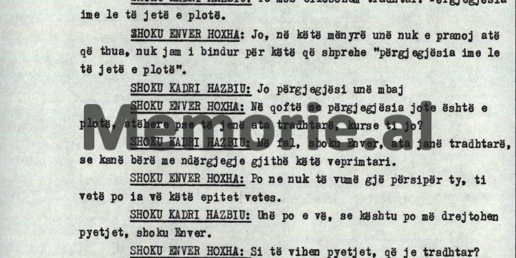 “Kadri, s’e propozova unë Feçorin për ministër, se s’e kam dashur kurrë,  sepse më jepte përshtypjen e një djalke, prandaj e kam thirrur në zyrë dhe…”/ Debatet e Enverit në Byro, 8 tetor ‘82