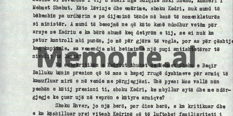 “Kadri, pse u caktua komandant i grupit të rojeve në burg, për Beqir Ballukun me shokë, njeriu i afërt dhe kushëriri i Mehmet Shehut, të cilët…”/ Akuzat e Ramiz Alisë në Byro, ‘8 tetor ‘82