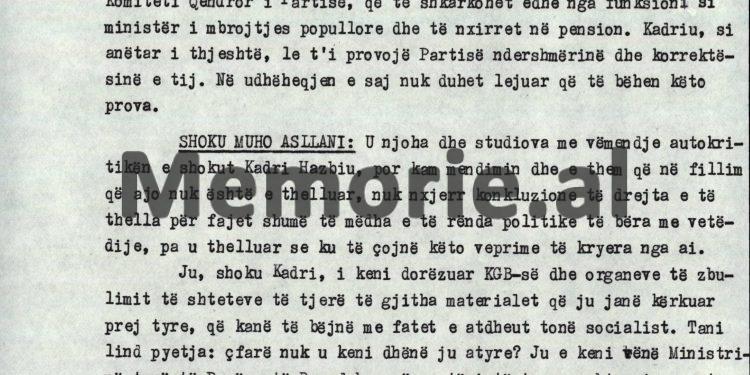 “Kur shoku Hysni të tha që s’duhej favorizuar nipi i tij, Vullnet Thanasi, ti Kadri, mbrojte Feçorin dhe u pajtove me Bato Karafilin…”! / Mbledhja e Byrosë, 8 tetor, ‘82