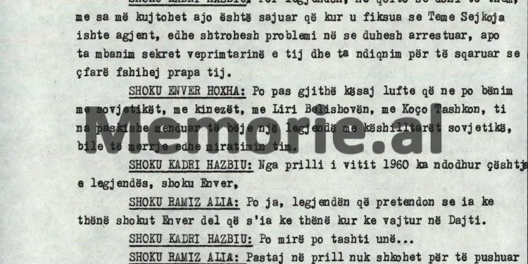 Enveri: “Kadri, ti me Beqirin më erdhët në Dajt dhe kërkuat miratimin tim, për arrestimin e Teme Sejkos, por Mehmeti s’ishte…”! / Mbledhja e panjohur e Byrosë Politike, 8 tetor ‘82