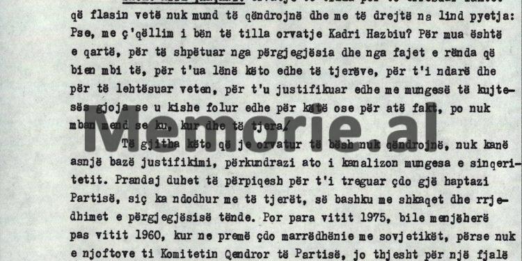 “Kadri, na bëri përshtypje për ato që thua për Hysni Kapon, sepse ti, në një të ardhme, do thuash: ja si po na persekuton Partia ne dy vlonjatëve…”! / Debatet e Enverit në Byro, 8 tetor ‘82