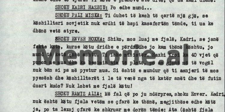 “Shoku Enver, legjenda ishte kështu, ne do arrestonim Teme Sejkon, kurse sovjetikët do mbanin adresën, sikur ai ishte atje në Akademi… /Debatet e Kadri Hazbiut në mbledhjen e Byrosë, 8 tetor ‘82