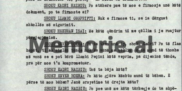 “Shoku Kadri, duhet ta kesh parasysh se, Llambi Peçini, ka filluar të flasë, por të jesh i sigurt, që ai nuk do thotë se…”! / Debatet e Enverit në mbledhjen e Byrosë Politike, 8 tetor ‘82