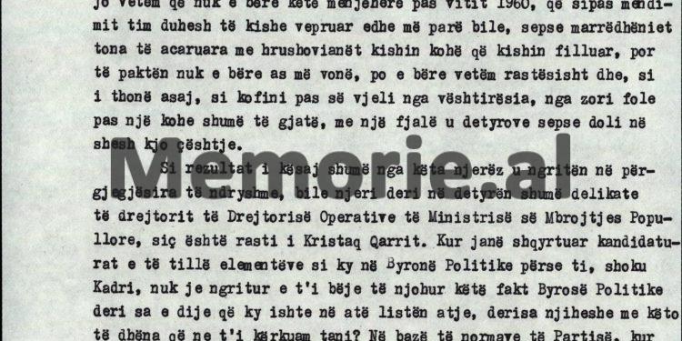 “Kadri, na bëri përshtypje për ato që thua për Hysni Kapon, sepse ti, në një të ardhme, do thuash: ja si po na persekuton Partia ne dy vlonjatëve…”! / Debatet e Enverit në Byro, 8 tetor ‘82