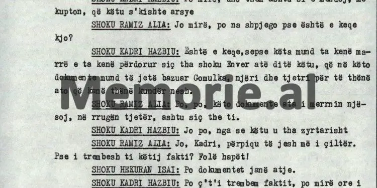 “Kadri, komploti i Teme Sejkos, ka qenë i kurdisur nga Mehmeti dhe Beqiri, për të na thënë ne, të mos bënim shakara me sovjetikët, se… / Akuzat e Enverit në Byronë Politike, 8 tetor ‘82