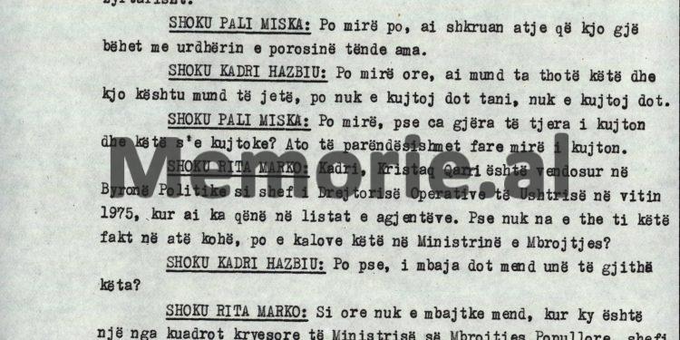 “Kadri, në ‘75-ën, Byroja Politike vendosi si shef të Drejtorisë Operative të Ushtrisë, atë që i ishte në listat e agjentëve, pse nuk na e the…”?! / Debatet e Enverit në mbledhjen e Byrosë, 8 tetor ‘82