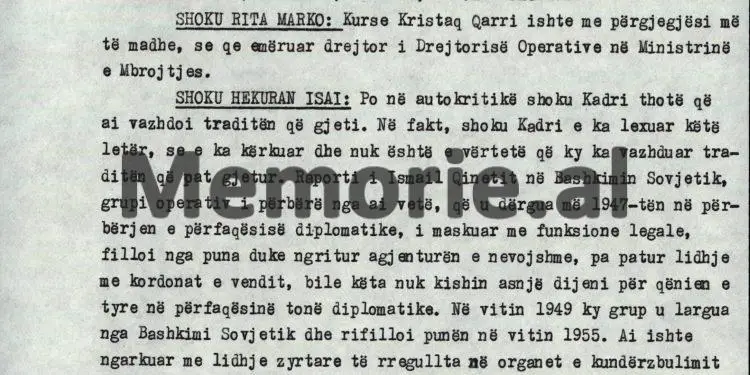 “Si nuk e di ti Kadri, ja letra e Hysniut, ku Mehmeti e informon për kuadrot tona në Bashkimin Sovjetik, bashkëpunëtor të  Sigurimit, si p.sh.,…” ?! / Debatet në mbledhjen e Byrosë, 8 tetor ‘82