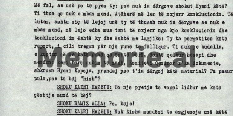 “Kadri, ti s’mund ta asgjesoje dokumentin, se do të kompromentoje, Mustafa Kondon, Koli Shuken, Ismail Qinetin, Gaqo Mborjen, Mehmet Çakën dhe…”/ Debatet e Ramiz Alisë në Byro, 8 tetor ‘82