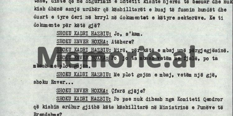 “Kadri, ti bëre të kundërtën e asaj që bisedova unë me Stalinin, pasi nga 7 – 8 këshilltarë, ti more 40 dhe i prite me duartrokitje në Ministrinë e Brendshme…”/ Debatet e Enver Hoxhës në Byro, 8 tetor ‘82