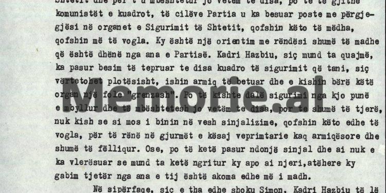 “Vendosja në poste të rëndësishme të disa kuadrove në Ministrinë e Mbrojtjes, të cilët ishin ekspozuar jashtë me agjenturën dhe që diheshin nga Kadriu, siç ishin…”/ Debatet në Byro, 8 tetor ‘82