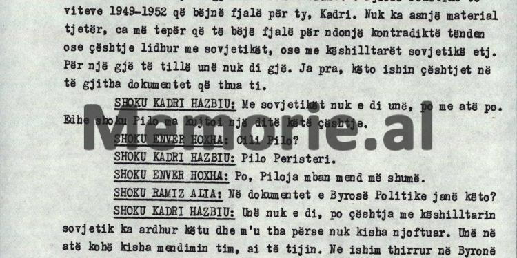 “Në ’51-in Kadri, Byroja Politike ju dha masë ndëshkimore, ty, Josif Pashkos, Ziçishtit, Maqo Çomos, dhe Zoi Themelit, sepse shkuat…”/ Debatet e Ramiz Alisë në Byro, 8 tetor ‘82