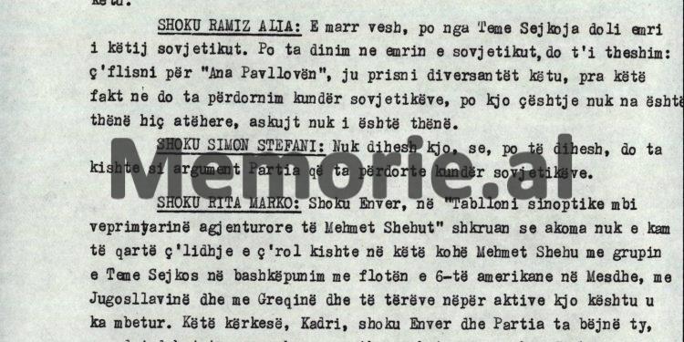 “Kadri, si nuk të kujtohet ty, që gjeneral Panajot Plaku, ka ardhur si diversant në Shqipëri dhe ka shkuar te sovjetiku në bazën e Vlorës…”/ Debatet e Ramiz Alisë në Byro, 8 tetor ‘82