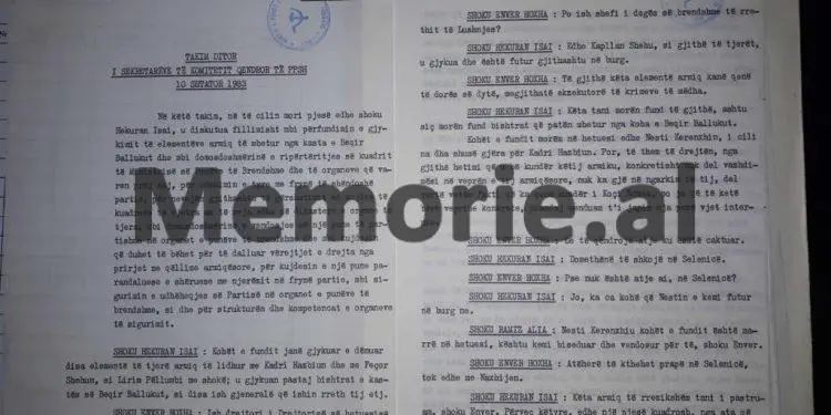Hekuran Isai: “Shoku Enver, u gjykuan dhe janë futur në burg, Elham Gjika, Kristofor Mërtiri, Kapllan Shehu, si dhe Nesti Kerenxhi, që e morëm…”/ Mbledhja e Byrosë, 10 shtator ‘83