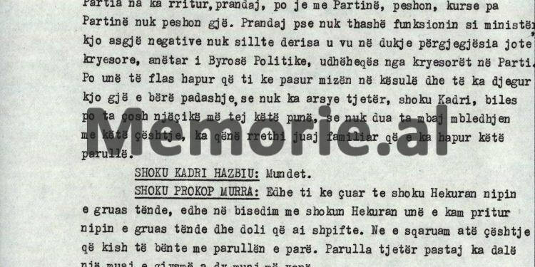“Kadri, pas Xhavit Sallakut në Ballsh dhe Bumçit në Metalurgjik, Feruz Mataj, me xhaxhanë agjent të CIA-s, shok i ngushtë i djalit të Mehmetit, i cili…”/ Akuzat e Hajredin Çelikut në Byro, tetor ‘82