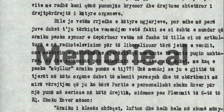 “Kadri, pas Xhavit Sallakut në Ballsh dhe Bumçit në Metalurgjik, Feruz Mataj, me xhaxhanë agjent të CIA-s, shok i ngushtë i djalit të Mehmetit, i cili…”/ Akuzat e Hajredin Çelikut në Byro, tetor ‘82