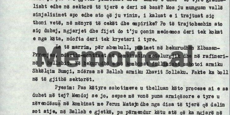 “Kadri, pas Xhavit Sallakut në Ballsh dhe Bumçit në Metalurgjik, Feruz Mataj, me xhaxhanë agjent të CIA-s, shok i ngushtë i djalit të Mehmetit, i cili…”/ Akuzat e Hajredin Çelikut në Byro, tetor ‘82