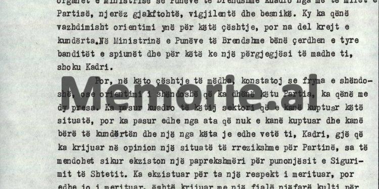 “Pas vetëvrasjes së armikut Mehmet Shehu, menjëherë, unë thirra Kadrinë, Hekuranin dhe Ramizin e vendosëm që…”/ Akuzat e Enverit në mbledhja e Byrosë, 8 tetor ‘82