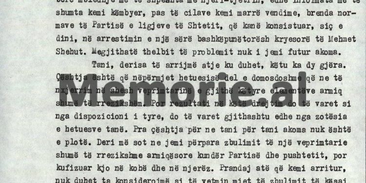 “Pas vetëvrasjes së armikut Mehmet Shehu, menjëherë, unë thirra Kadrinë, Hekuranin dhe Ramizin e vendosëm që…”/ Akuzat e Enverit në mbledhja e Byrosë, 8 tetor ‘82