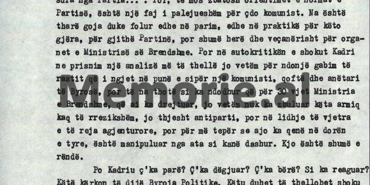 “Pas vetëvrasjes së armikut Mehmet Shehu, menjëherë, unë thirra Kadrinë, Hekuranin dhe Ramizin e vendosëm që…”/ Akuzat e Enverit në mbledhja e Byrosë, 8 tetor ‘82
