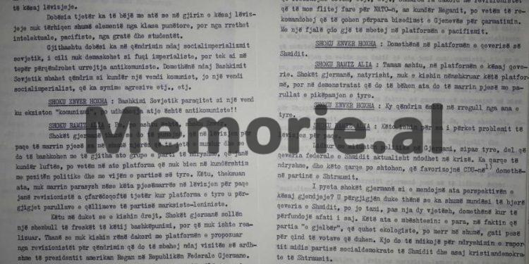 “Shokët gjermanë, na e paraqesin Bashkimi Sovjetik, si një vend ku ekziston ‘komunizmi’, ndërsa udhëheqja atje, është antikomuniste dhe…”/ Diskutimi i Enverit në Byro, maj ‘82