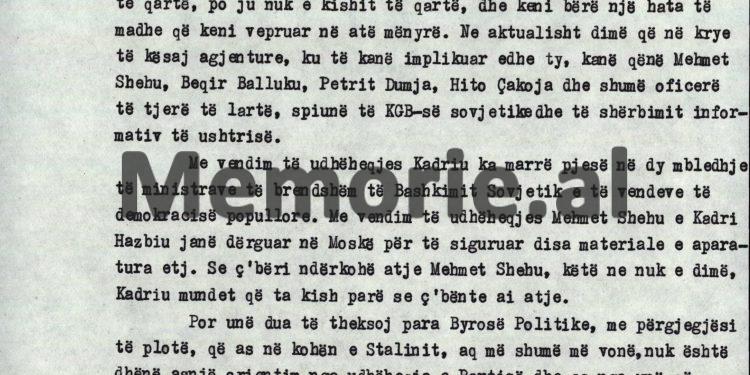 “Që kur ishte Feçor Shehu në Peshkopi, Partia e ka sinjalizuar Kadriun, për imoralitetin e tij, mirpo, ai me dorën e tij ka shkruar…”/ Akuzat e Enverit mbledhja e Byrosë, 8 tetor ‘82