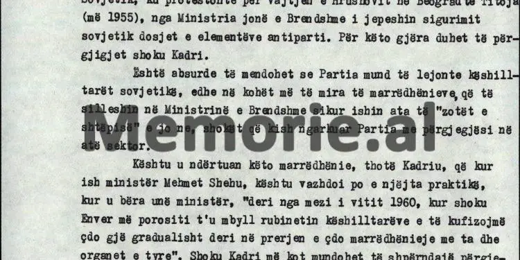 “Kur do të arrestohej Feçori, Kadriu shprehu hezitimin, se; ‘mos kjo Fiqrete Shehu, na fut në qorrsokak’ dhe kur po merreshin masat për…”/ Akuzat e Enverit në mbledhjen e Byrosë, 8 tetor ‘82