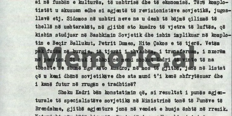 “Kur do të arrestohej Feçori, Kadriu shprehu hezitimin, se; ‘mos kjo Fiqrete Shehu, na fut në qorrsokak’ dhe kur po merreshin masat për…”/ Akuzat e Enverit në mbledhjen e Byrosë, 8 tetor ‘82