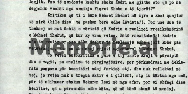 “Kur do të arrestohej Feçori, Kadriu shprehu hezitimin, se; ‘mos kjo Fiqrete Shehu, na fut në qorrsokak’ dhe kur po merreshin masat për…”/ Akuzat e Enverit në mbledhjen e Byrosë, 8 tetor ‘82