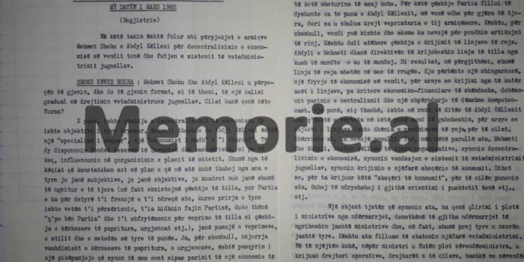 “Kur na thirri Mehmeti në një darkë në shtëpi, Petrit Dume i tha Shefqetit se; do jap urdhër të arrestoj, kurse Mehmeti, ndërhyri…”/ Enver Hoxha, në mbledhjen e Byrosë, janar ‘82
