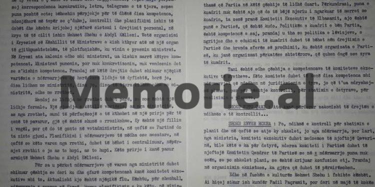 “Kur na thirri Mehmeti në një darkë në shtëpi, Petrit Dume i tha Shefqetit se; do jap urdhër të arrestoj, kurse Mehmeti, ndërhyri…”/ Enver Hoxha, në mbledhjen e Byrosë, janar ‘82