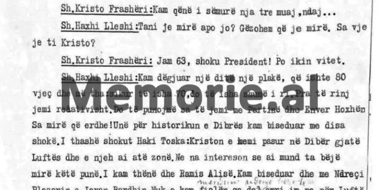 Zbulohet biseda e Haxhi LLeshit: “Kam luftuar shumë unë, s’pyesja se ka anglezë, amerikanë, as për Titon, Tempon dhe për Mehmetin, që ishte spiun i Fullcit…”/ Takimi me historianin e njohur, korrik ‘82