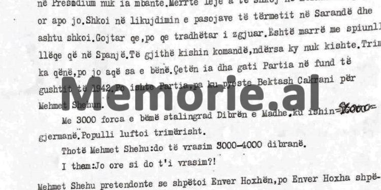 Zbulohet biseda e Haxhi Lleshit: “Mehmeti qe gojtar dhe trim, por jo aq sa hiqej, ai vetëm Enverin e mua kishte frikë, se në Spanjë…”/ Proçes-verbali i takimit me historianin e njohur, korrik ‘82
