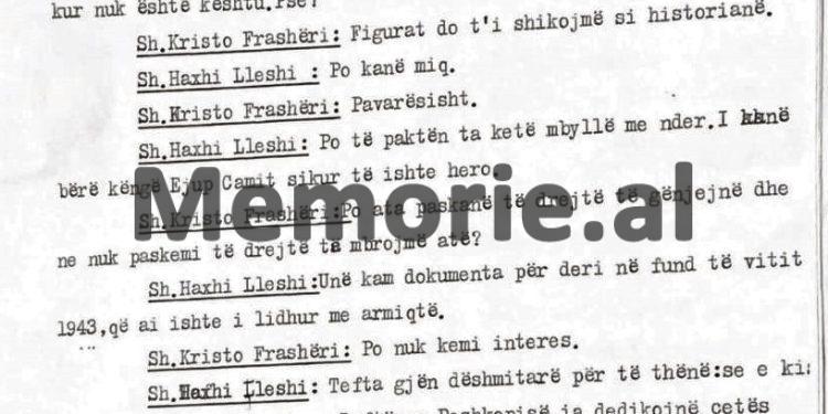 Zbulohet biseda e Haxhi Lleshit: “Mehmeti qe gojtar dhe trim, por jo aq sa hiqej, ai vetëm Enverin e mua kishte frikë, se në Spanjë…”/ Proçes-verbali i takimit me historianin e njohur, korrik ‘82