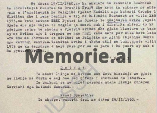 “Gjet Kadeli më tha, se daja i tij, kapiten i parë, i tregoi se gjeneral Gjin Marku, kaloi me veturën e tij pa targa në Mamurras, brenda kishte disa të arratisur…”/ Raporti i bashkëpunëtorit “Mbrehja”, tetor 1961