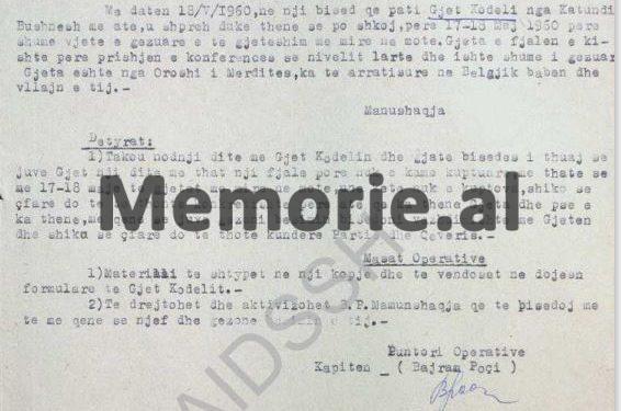 “Gjet Kadeli më tha, se daja i tij, kapiten i parë, i tregoi se gjeneral Gjin Marku, kaloi me veturën e tij pa targa në Mamurras, brenda kishte disa të arratisur…”/ Raporti i bashkëpunëtorit “Mbrehja”, tetor 1961