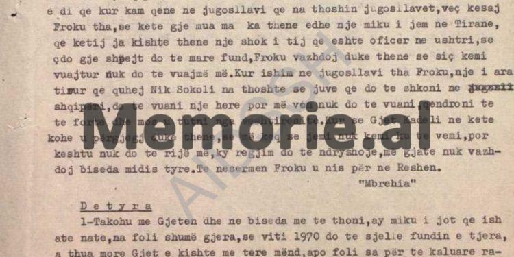 “Mua donin të më hiqnin me shtëpi nga Mamurrasi, por shkova në Tiranë, u takova me Gjolek Alinë dhe Mark Dodanin, të cilët më thanë se…”/ Raporti sekret i B.p. “Mbrehija”, Mamurras 1969