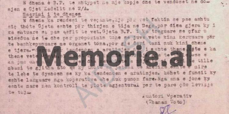 “Mua donin të më hiqnin me shtëpi nga Mamurrasi, por shkova në Tiranë, u takova me Gjolek Alinë dhe Mark Dodanin, të cilët më thanë se…”/ Raporti sekret i B.p. “Mbrehija”, Mamurras 1969