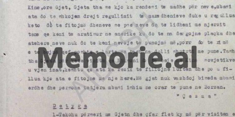 “Qëndroi afër, mëso lëvizjet e tij dhe futu thellë nëse bluan në kokë, të bëjë atentat shokut Enver, nëse ka armë…”/ Udhëzimi i kryetarit të Degës së Krujës, për survejimin e Gjet Kadelit