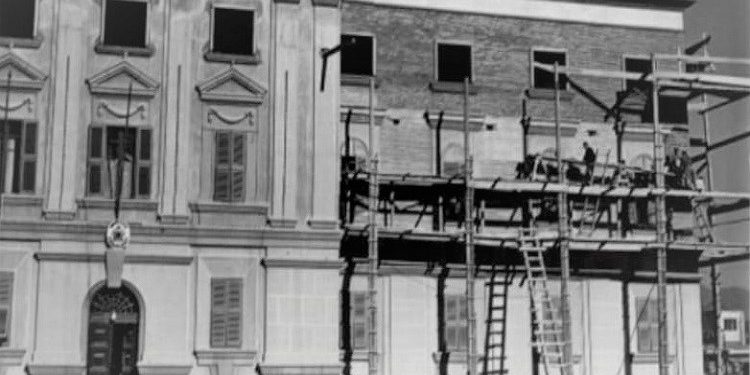 Pamje nga puna për ndërtimin e godinave të Ministrive në Tiranë, vitin 1940