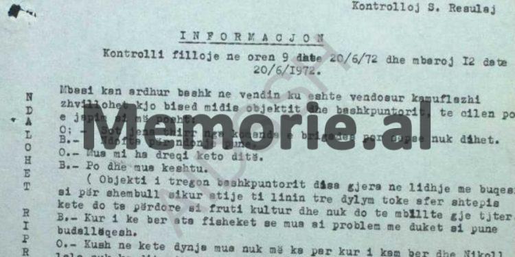 “Në vazhdim të bisedës, ai tha; për shpirt, udhëheqësin e partisë dhe kryeministrin, qysh nesër i vras, nuk i lë të gjallë dhe në vend të tyre…”/ Raporti sekret i B.p. të Sigurimit, “Çesma e Trojës”, Laç, 1973