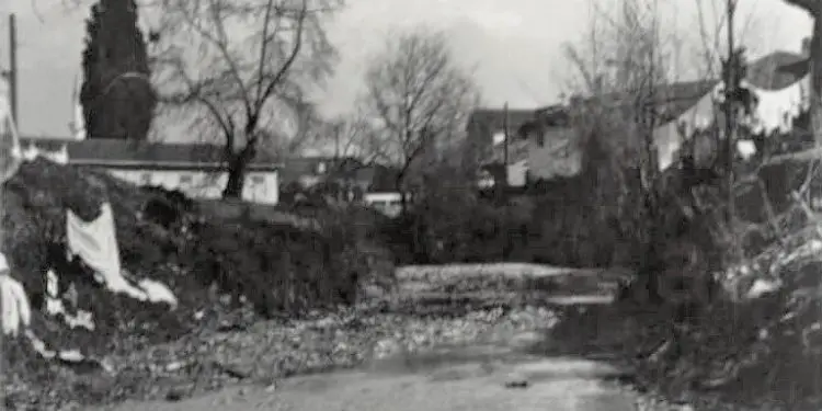 Momente nga puna për sistemimin e lumit të Lanës, në vitin 1942-1943