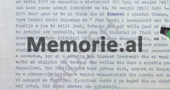 “Gjet Kadeli deklaron se, është armik i betuar i Partisë e pushtetit dhe bashkë me Pjetër Arbnorin, Daut Gumenin e Uran Kalakulën, ata…”/ Denoncimet e agjentit “Dardha”, në burgun e Burrelit, në ’75-ën