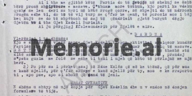 “Gjet Kadeli deklaron se, është armik i betuar i Partisë e pushtetit dhe bashkë me Pjetër Arbnorin, Daut Gumenin e Uran Kalakulën, ata…”/ Denoncimet e agjentit “Dardha”, në burgun e Burrelit, në ’75-ën