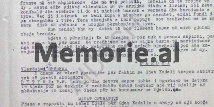 “Gjet Kadeli tha se; personalitetet më të shquara në burg, janë; Pjetër Arbnori, Nikoll Mazrreku e Simon Jubani, tani po afrohet koha e lirisë dhe ne…”/ Raporti i B.p. “Dardha”, burgu i Burrelit, 1975