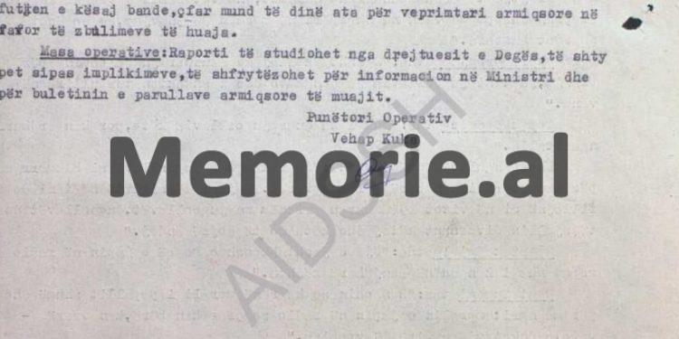 “Për bandën e Xhevdet Mustafës dhe për Enver Hoxhën, bënë komentet e tyre, Gjet Kadeli, Daut Gumeni, Spartak Ngjela dhe Uran Kalakula, duke thënë…”/ Raporti i agjentit “Shkëmbi”, Burrel, 1982