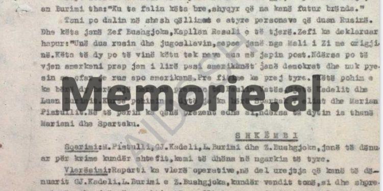 “Daut Gumeni tha; këta bëjnë si Hitleri me hebrenjtë, që i linte pa ngrënë, i rrihte, kurse Gjet Kadeli, thotë fjalë të ndyra kundër udhëheqësit të Partisë…”/ Raporti i B.p.“Shkëmbi”, burgu Burrelit, ‘83